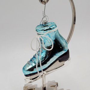 Figure Skating Ice Skate Blown Glass Ornament